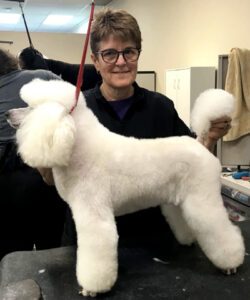 Pam with poodle
